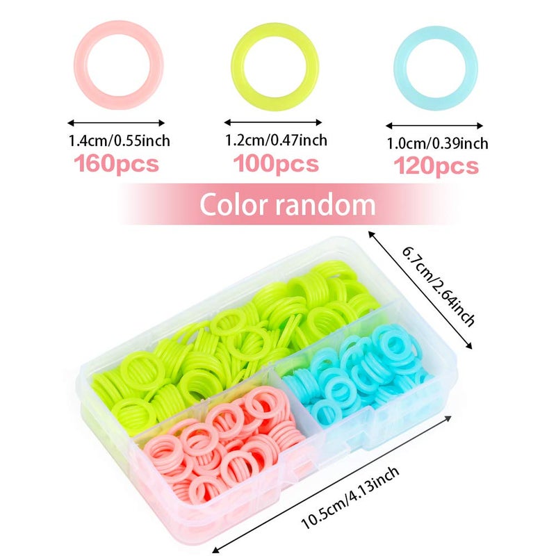LUNARM Stitch Markers Rings (380 Pcs) - Colorful Knitting Kit with Portable Storage Box for Sewing DIY Handcrafts - Image 2
